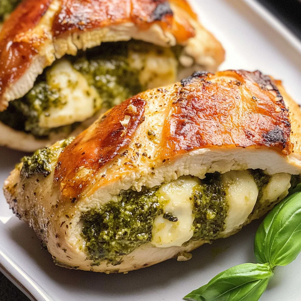 Healthy Pesto Stuffed Chicken Breast