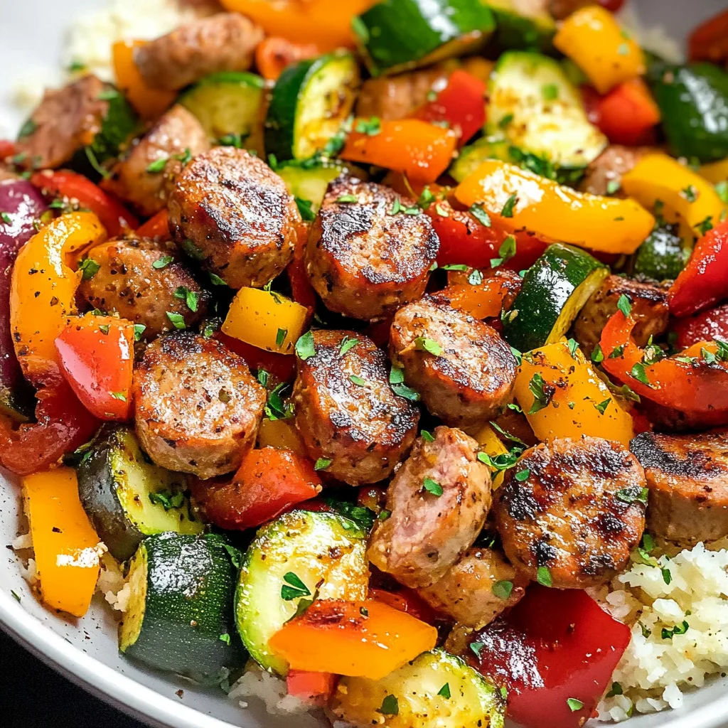 10 Minute Air Fryer Chicken Sausage and Veggies