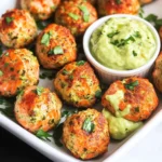 Baked Salmon Meatballs with Avocado Sauce