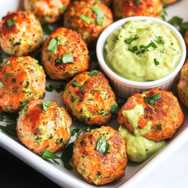 Baked Salmon Meatballs with Avocado Sauce