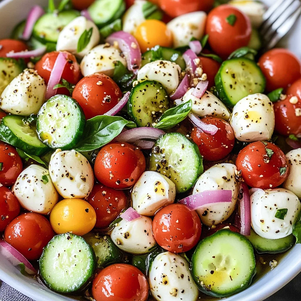 Fresh Cucumber Caprese Salad