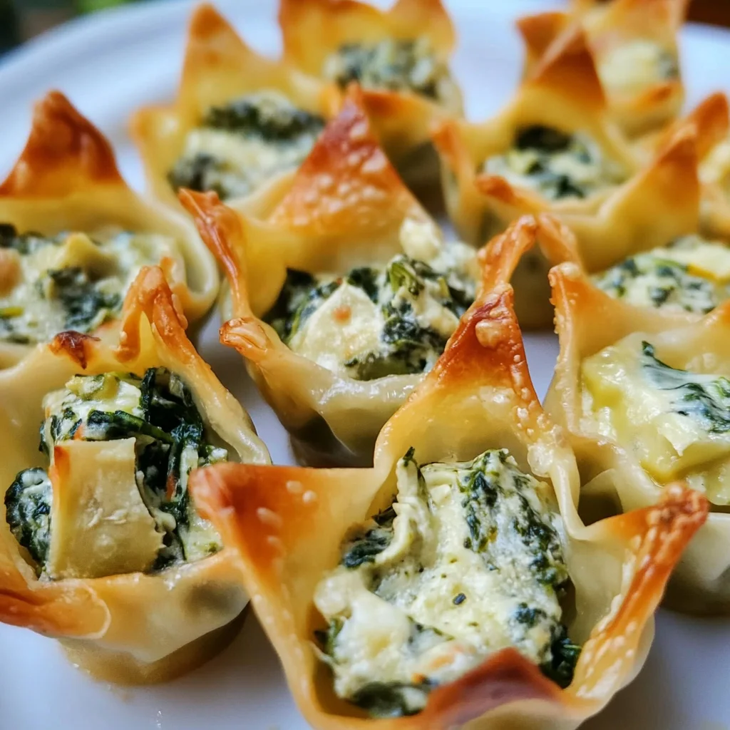 Spinach and Artichoke Wonton Cups