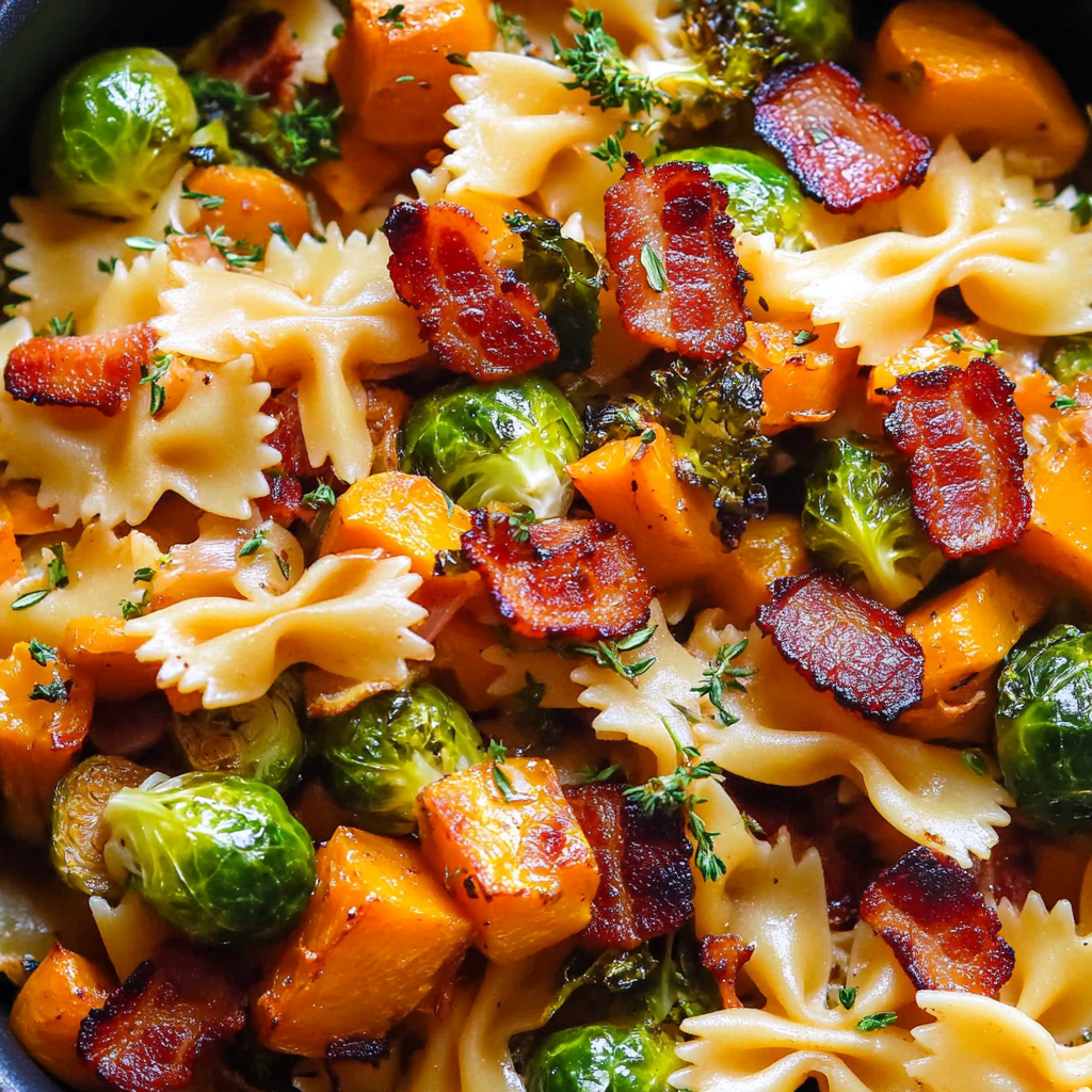 Bacon Brussels Sprouts Butternut Squash Pasta