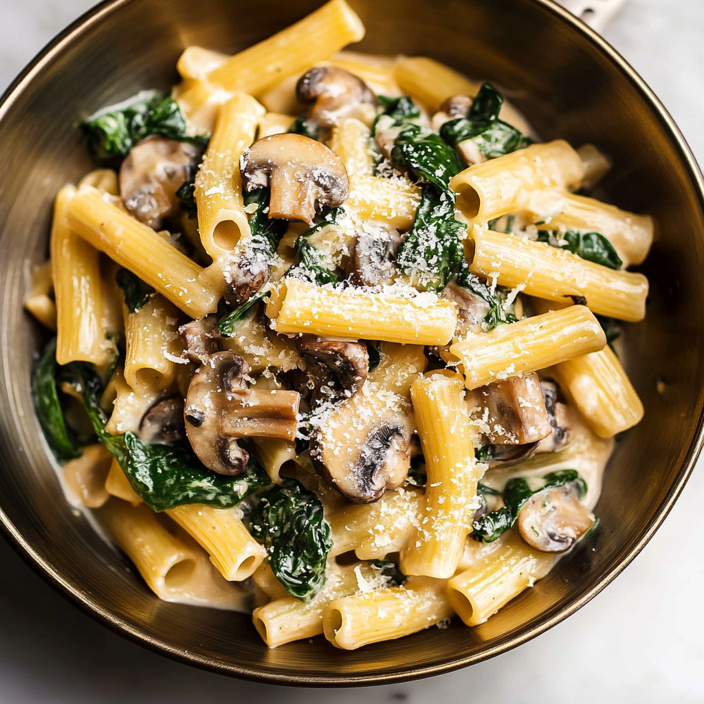 Creamy Mushroom And Spinach Pasta