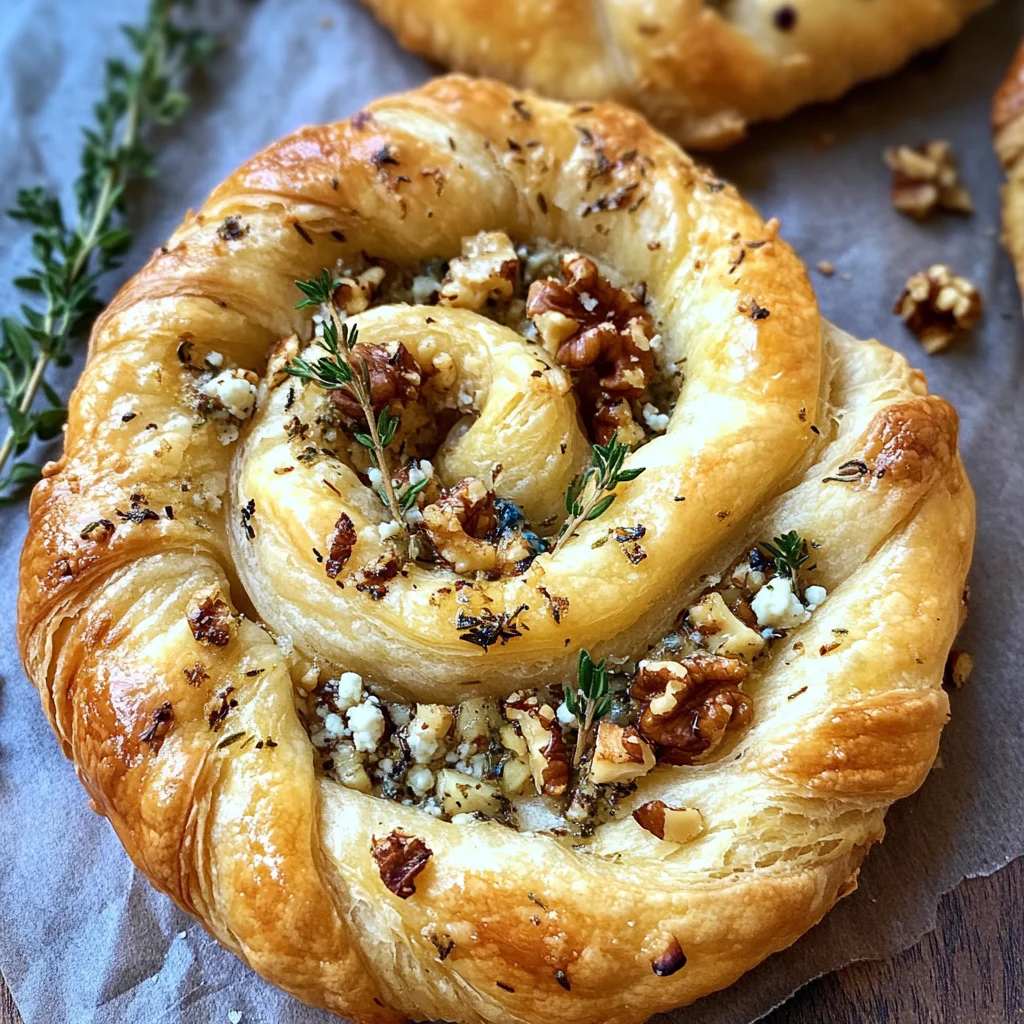Blue Cheese Walnut Thyme Puff Pastry Twirl Recipe