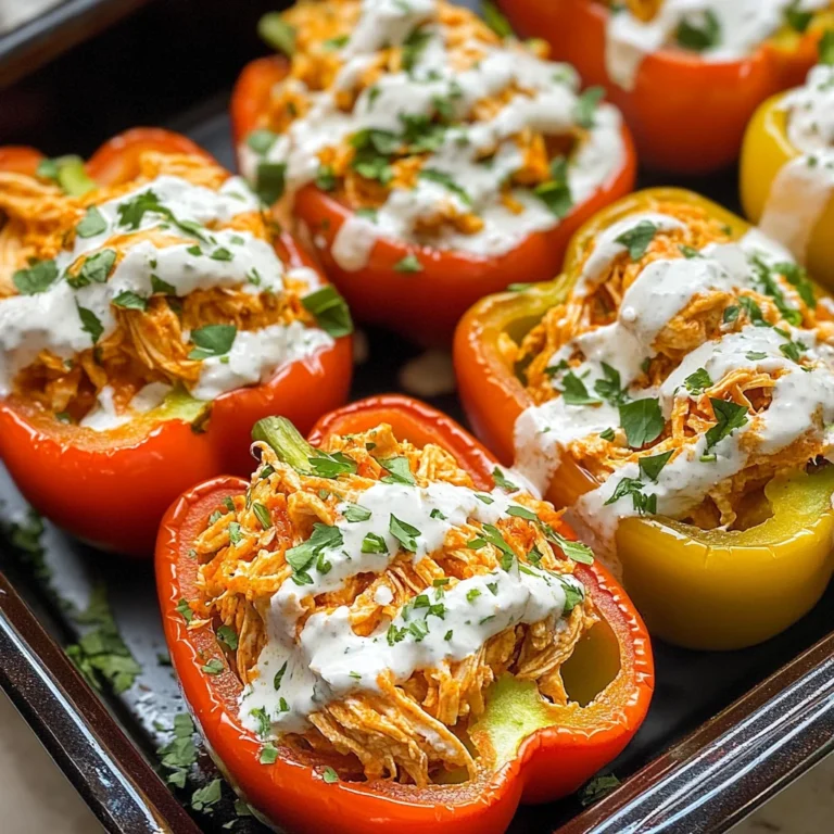 Buffalo Chicken Stuffed Peppers - Dairy Free & Low Carb