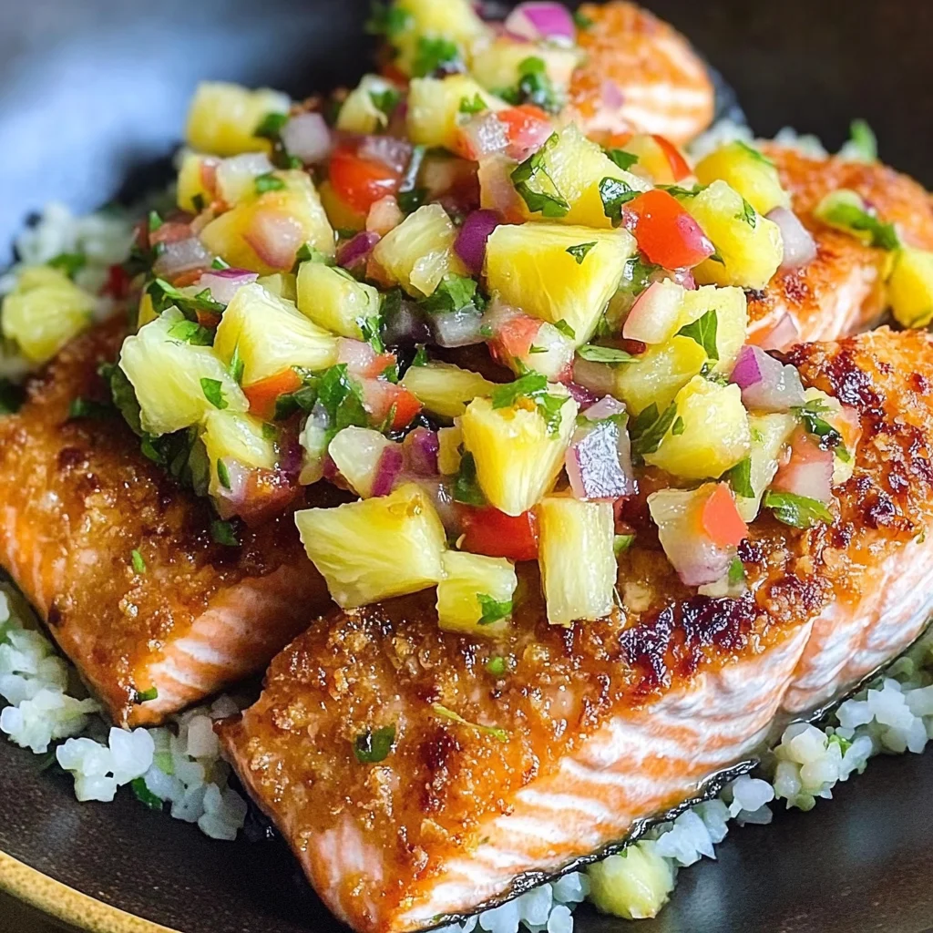 Coconut Crusted Salmon with Pineapple Salsa
