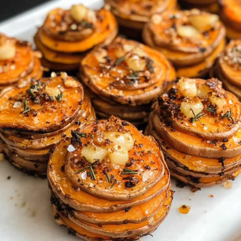 Garlic Butter Sweet Potato Stacks