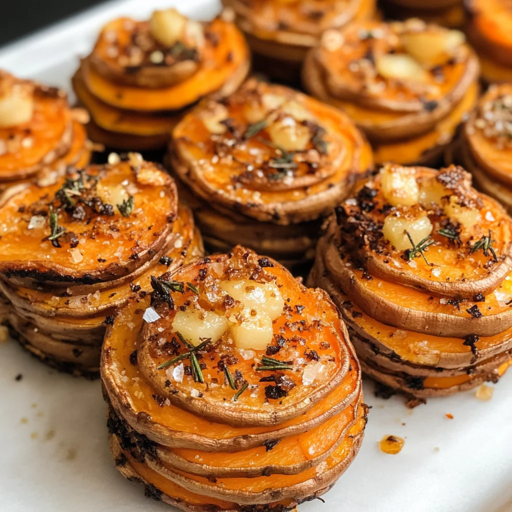 Garlic Butter Sweet Potato Stacks