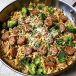 One-Pan Chicken Sausage Broccoli Orzo