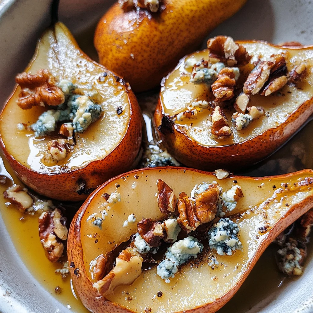 Roasted Pears with Blue Cheese, Walnuts and Honey Recipe