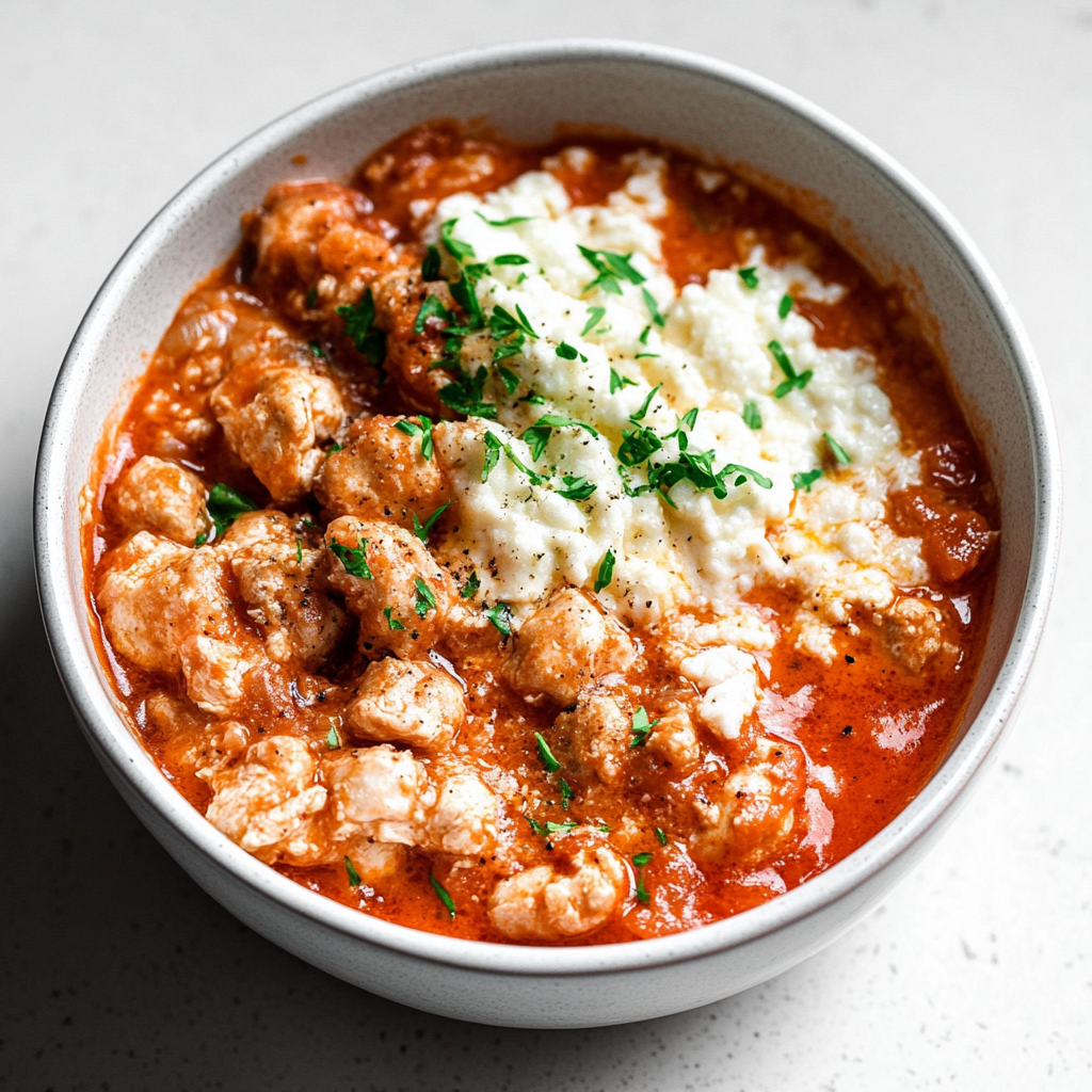 Super Yummy Cottage Cheese Chicken Parm Bowl