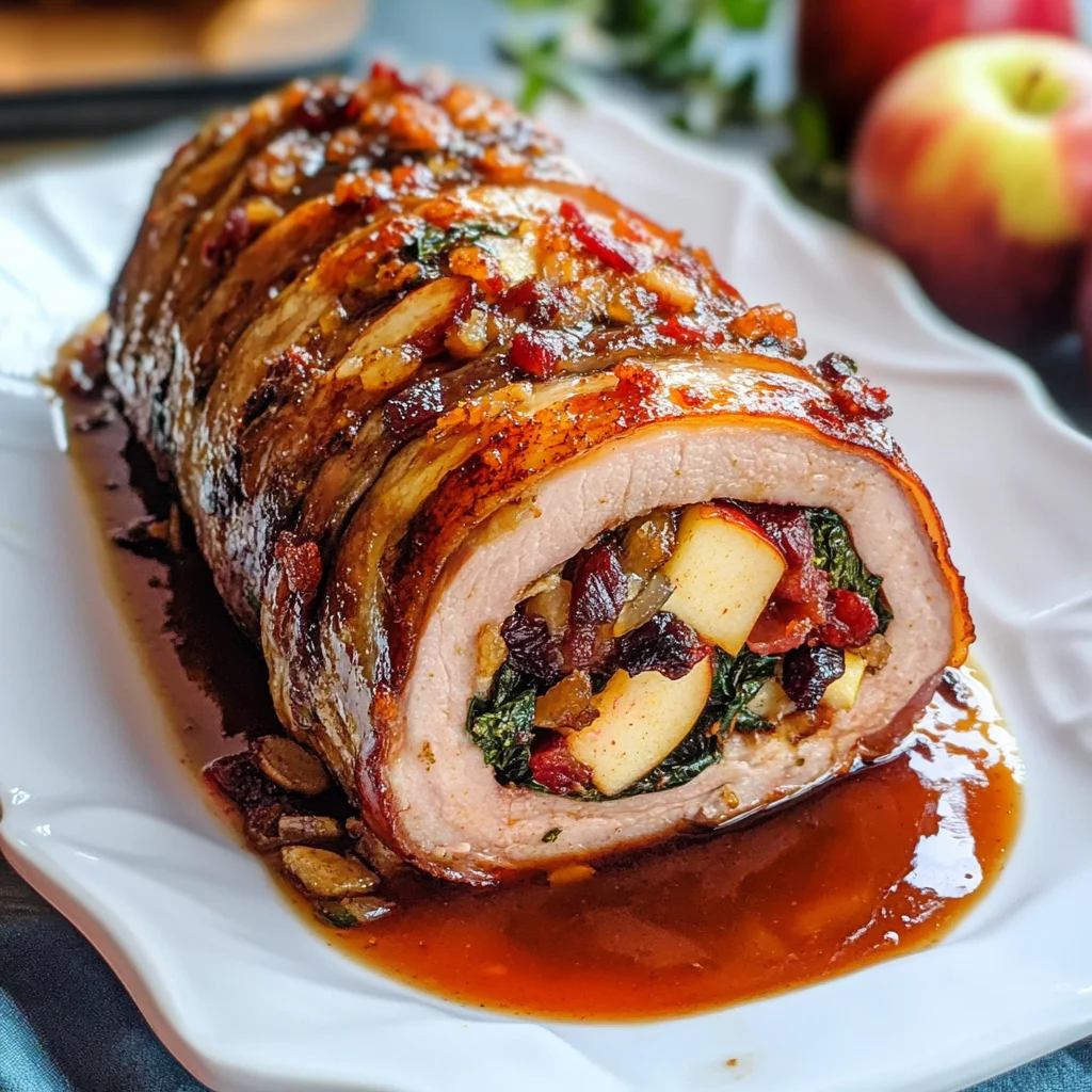 Apple & Bacon Stuffed Pork Loin Roll (video)