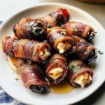 Bacon-Wrapped Dates with Goat Cheese & Honey
