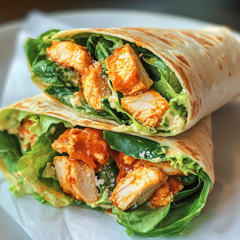 Buffalo Chicken Caesar Salad Wraps