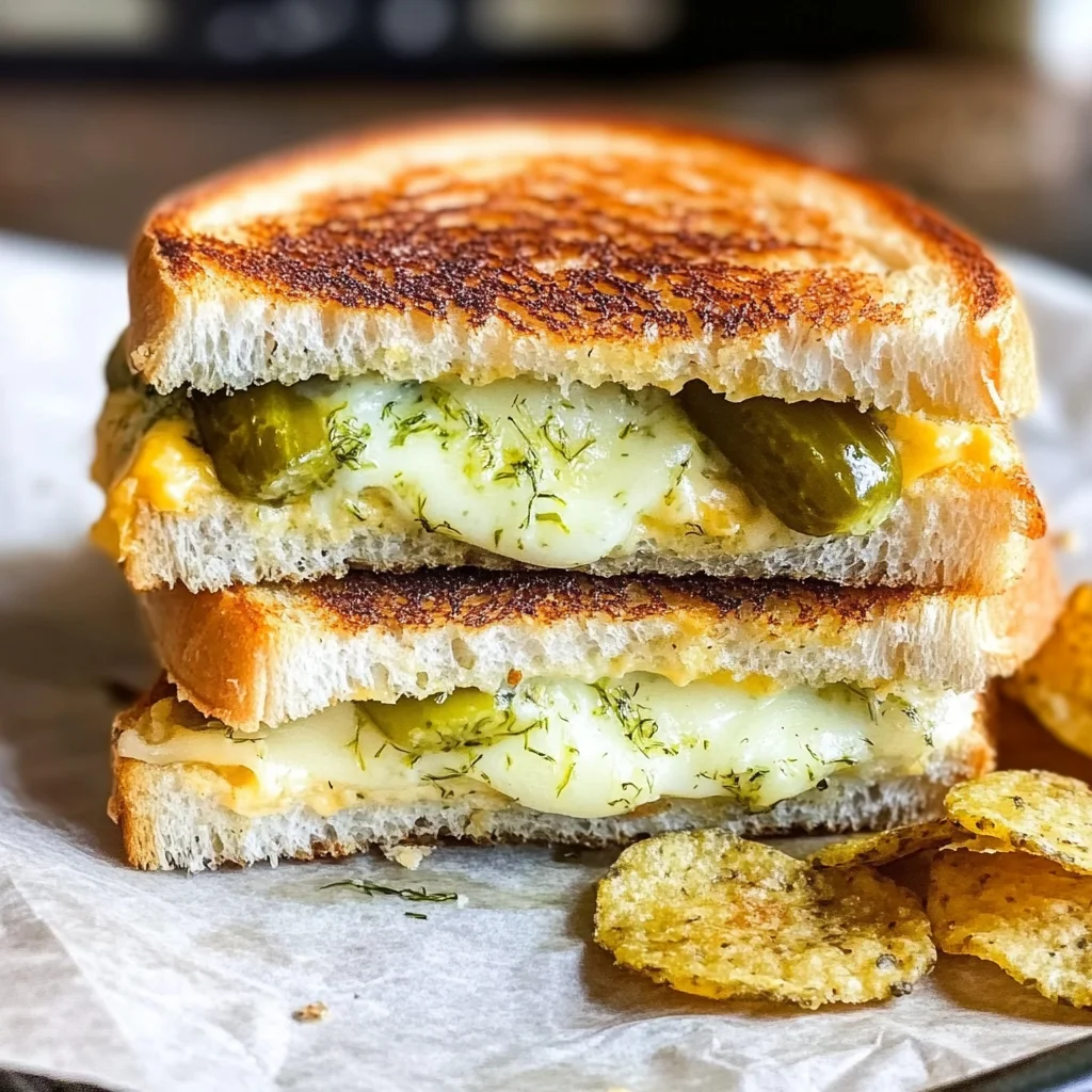 Crispy Dill Pickle Grilled Cheese Sandwich - theamazingfood