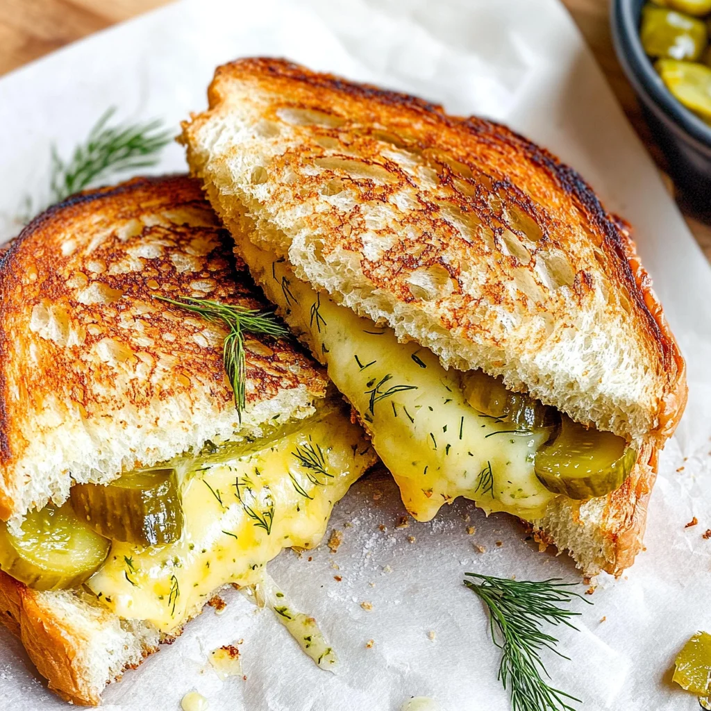 Crispy Dill Pickle Grilled Cheese Sandwich