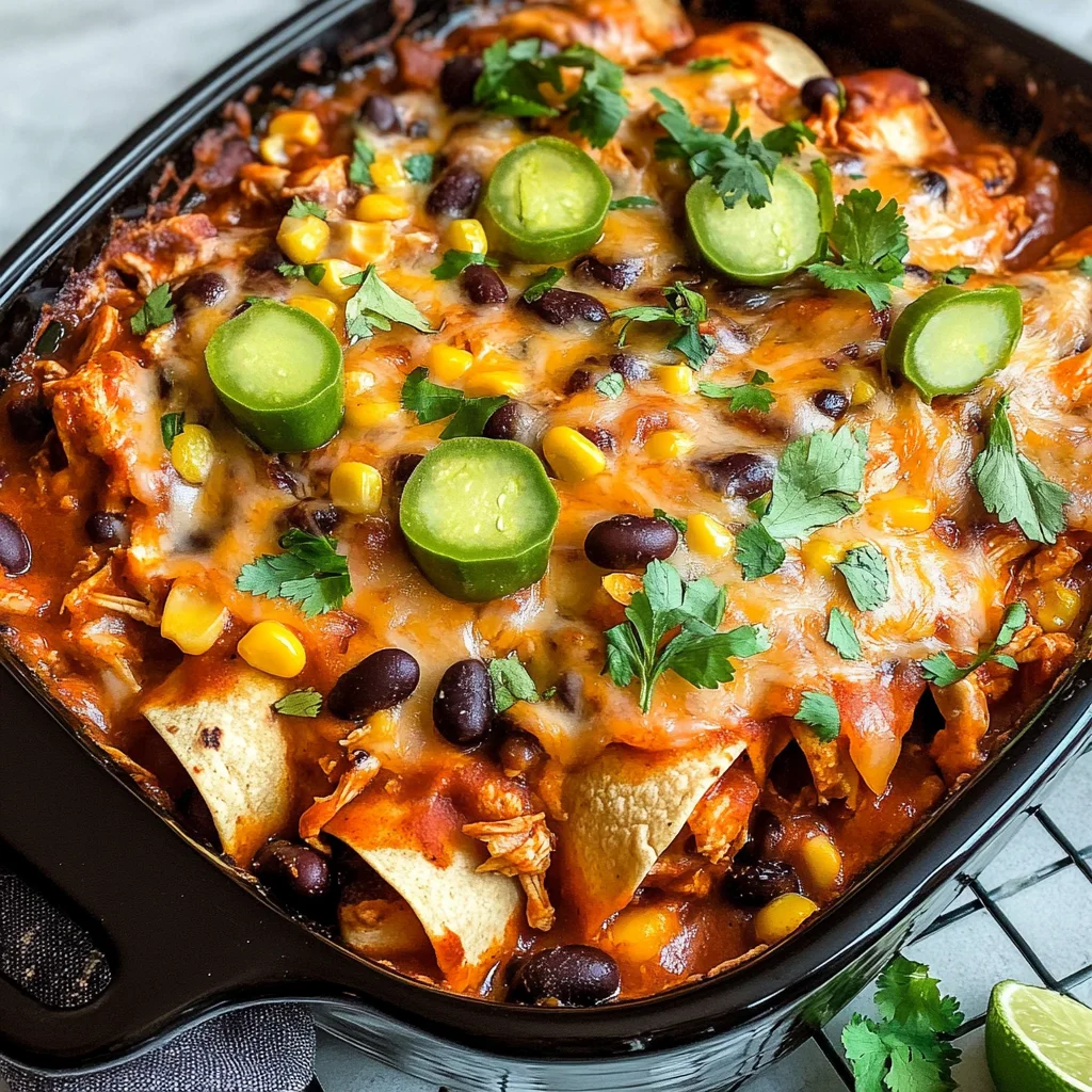Crockpot Chicken Enchiladas Casserole