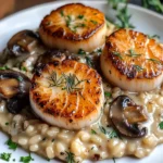 Easy Seared Scallops with Mushroom Risotto