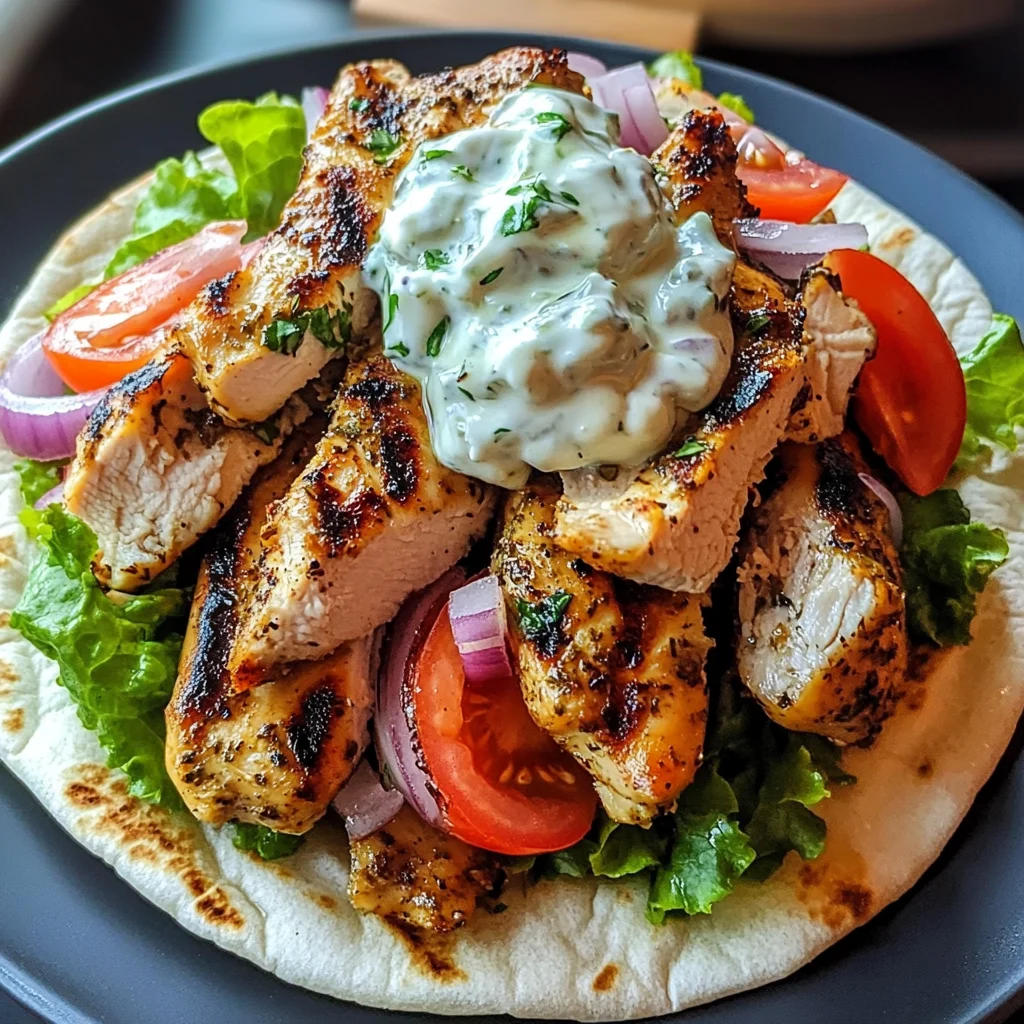 Greek Chicken Gyros with Lemon-Herb Marinade and Tzatziki