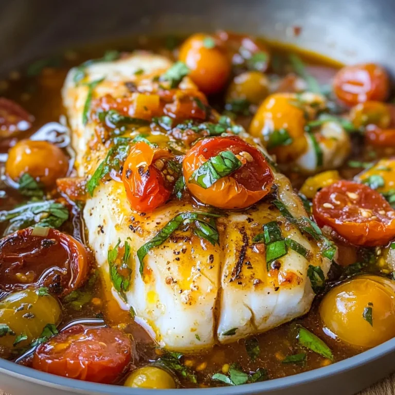 Pan-Seared Cod in White Wine Tomato Basil Sauce