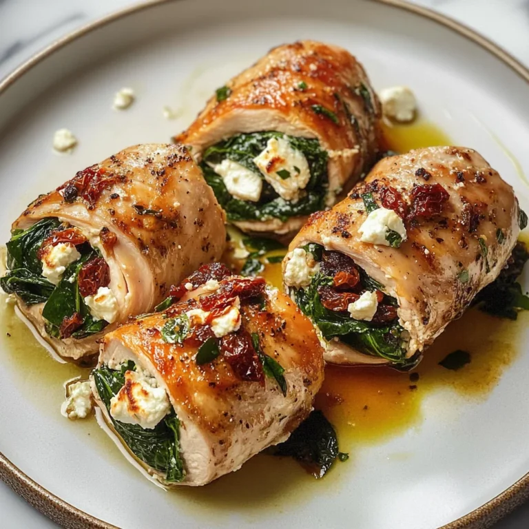Rolled Up Chicken with Feta, Spinach, and Sun-Dried Tomatoes