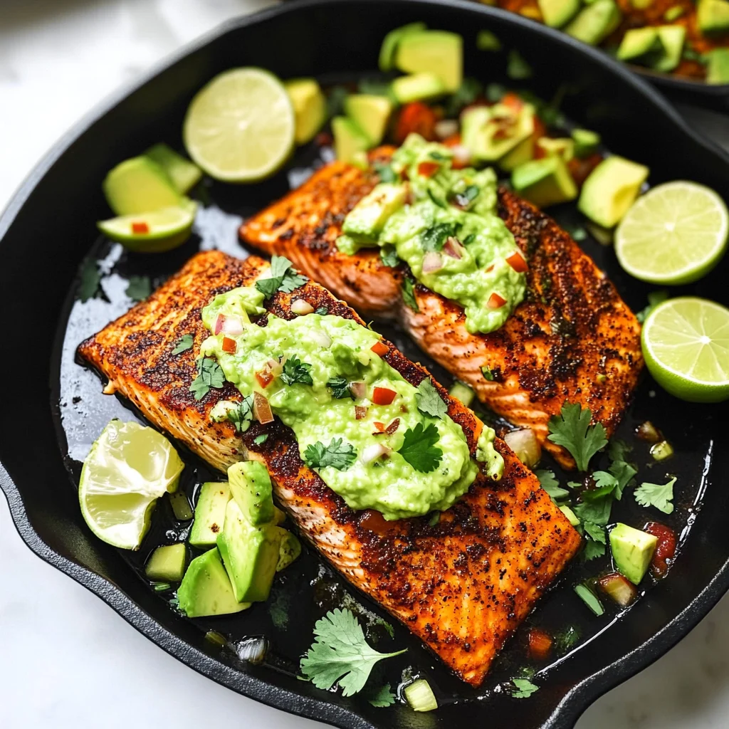Baked Cajun Salmon With Avocado Lime Sauce