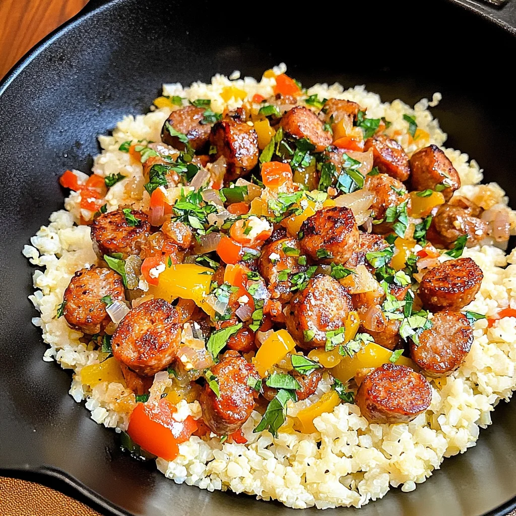 Cajun Sausage Cauliflower Rice (Keto & Low Carb)