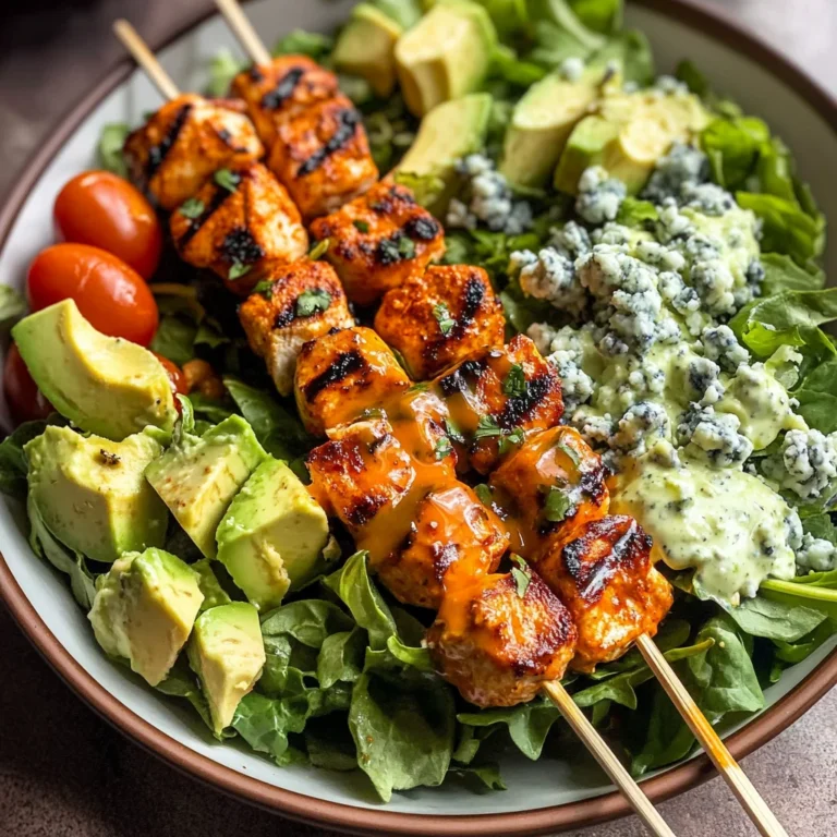 Chopped Honey Buffalo Chicken Skewer Salad