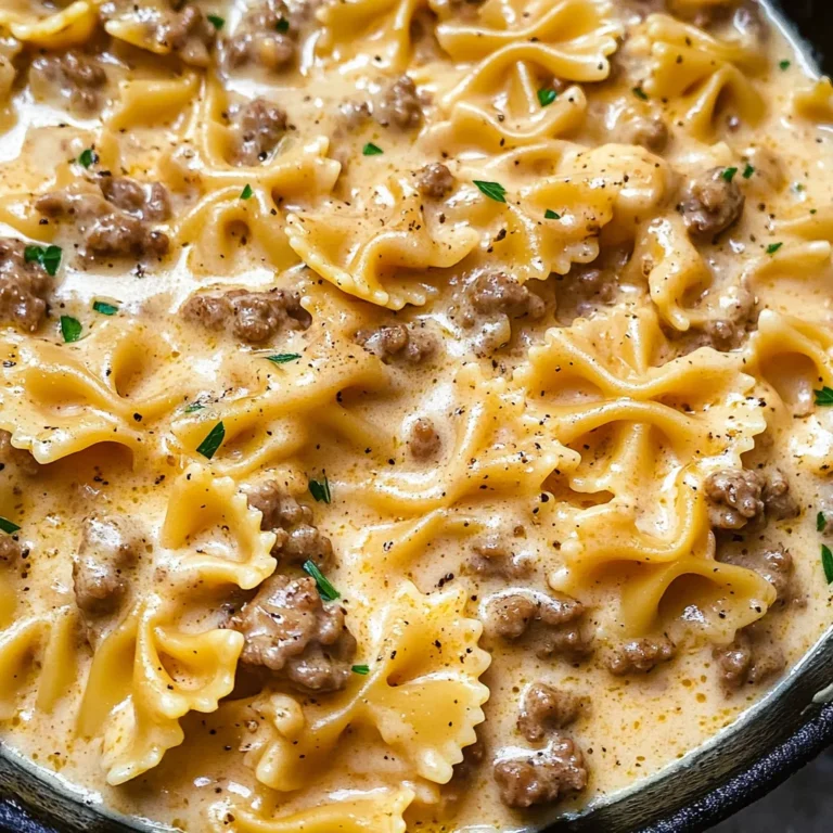 Creamy Parmesan Garlic Beef Bowtie Pasta Recipe