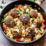 Greek Meatballs and Orzo Skillet