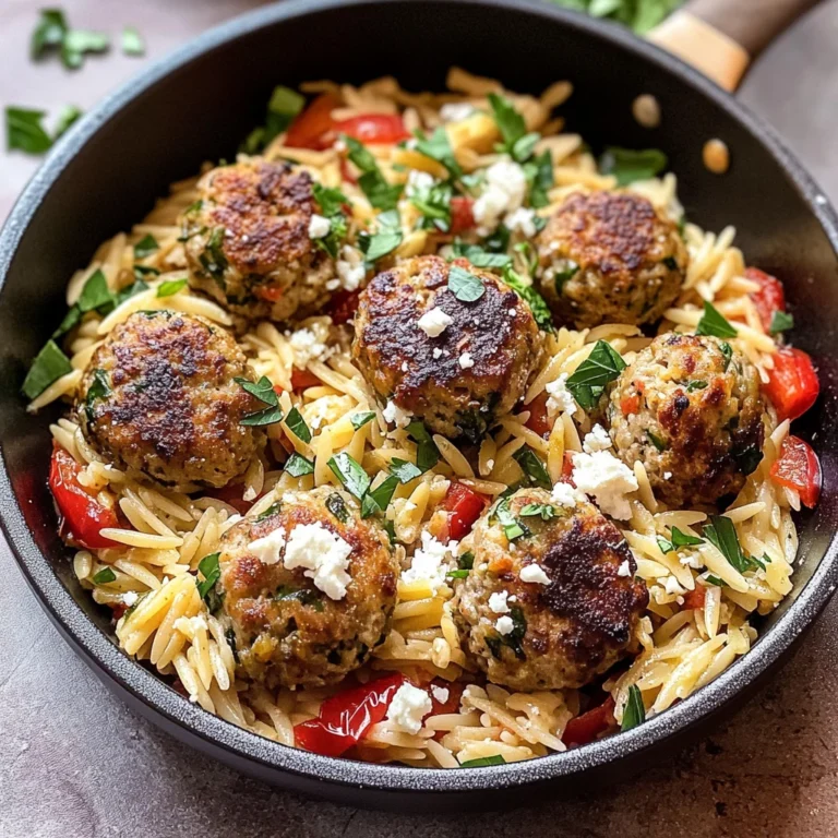 Greek Meatballs and Orzo Skillet