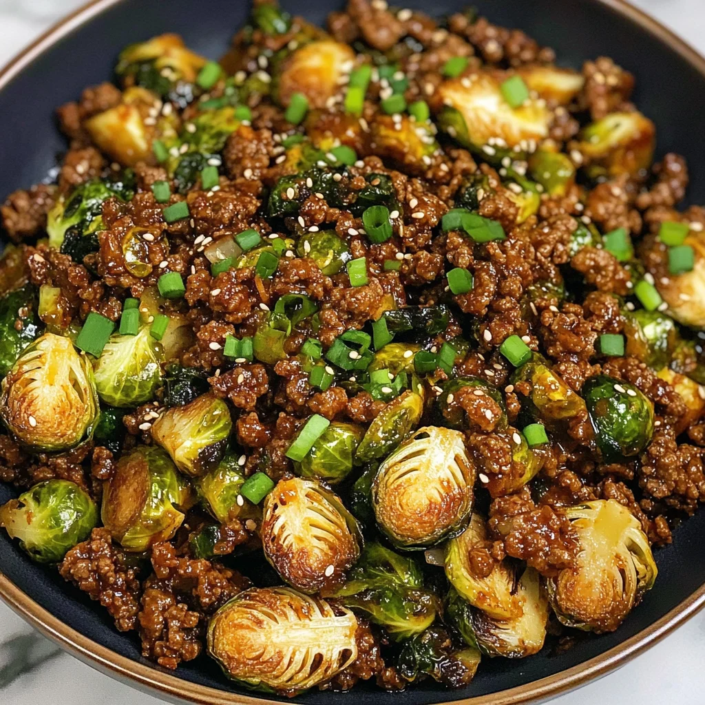 Ground Beef and Brussels Sprouts