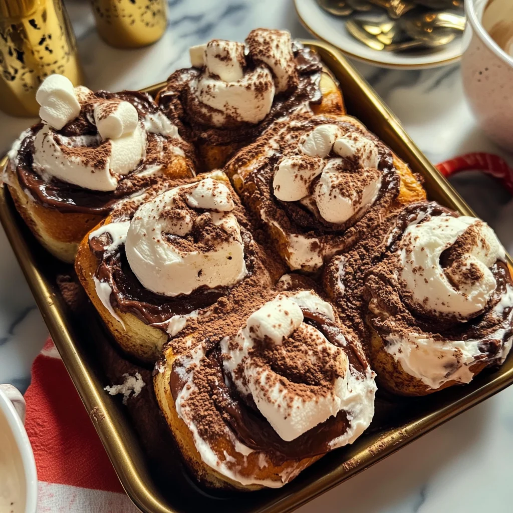 Hot Cocoa “Cinnamon” Rolls With Marshmallow Frosting