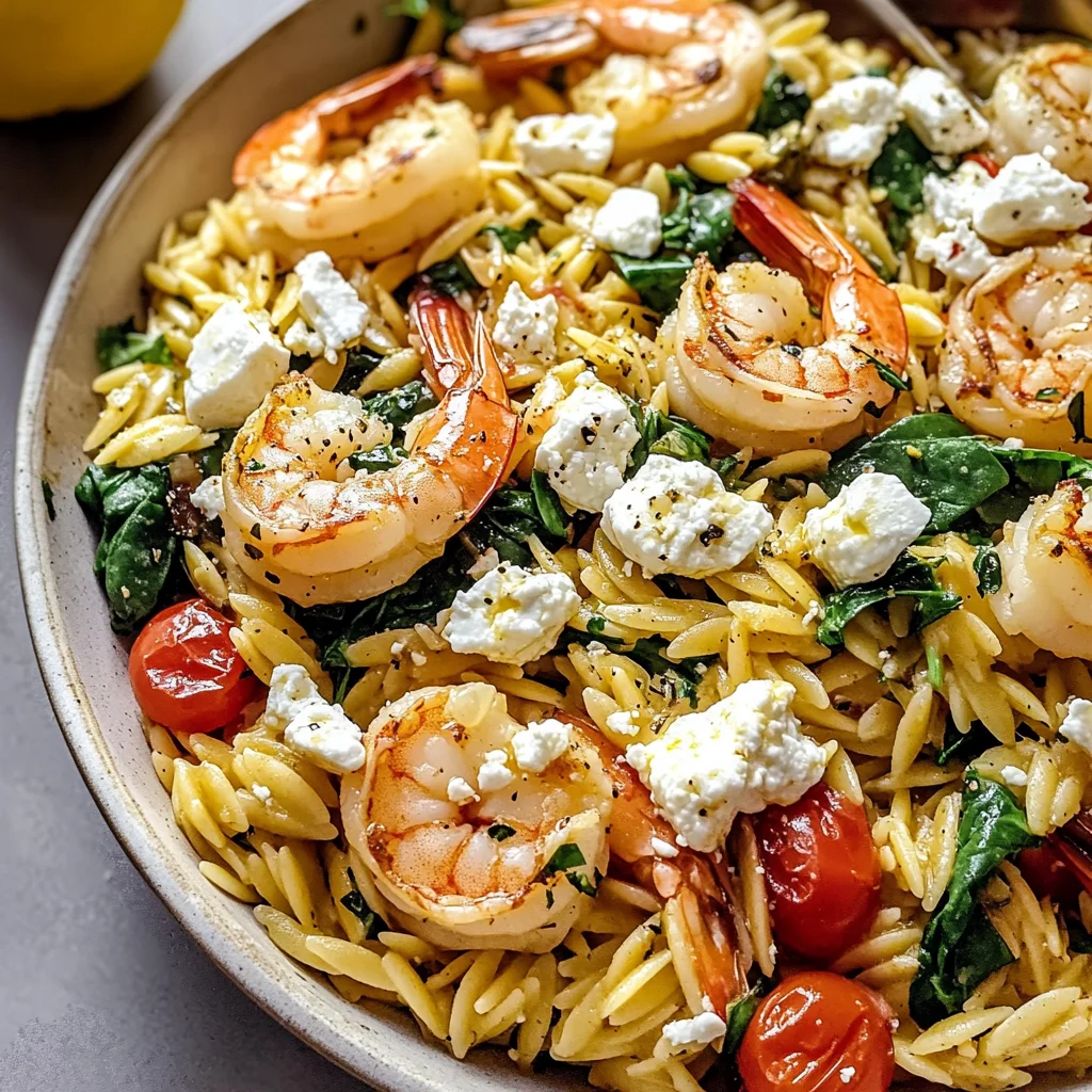 Lemon Feta Orzo Shrimp