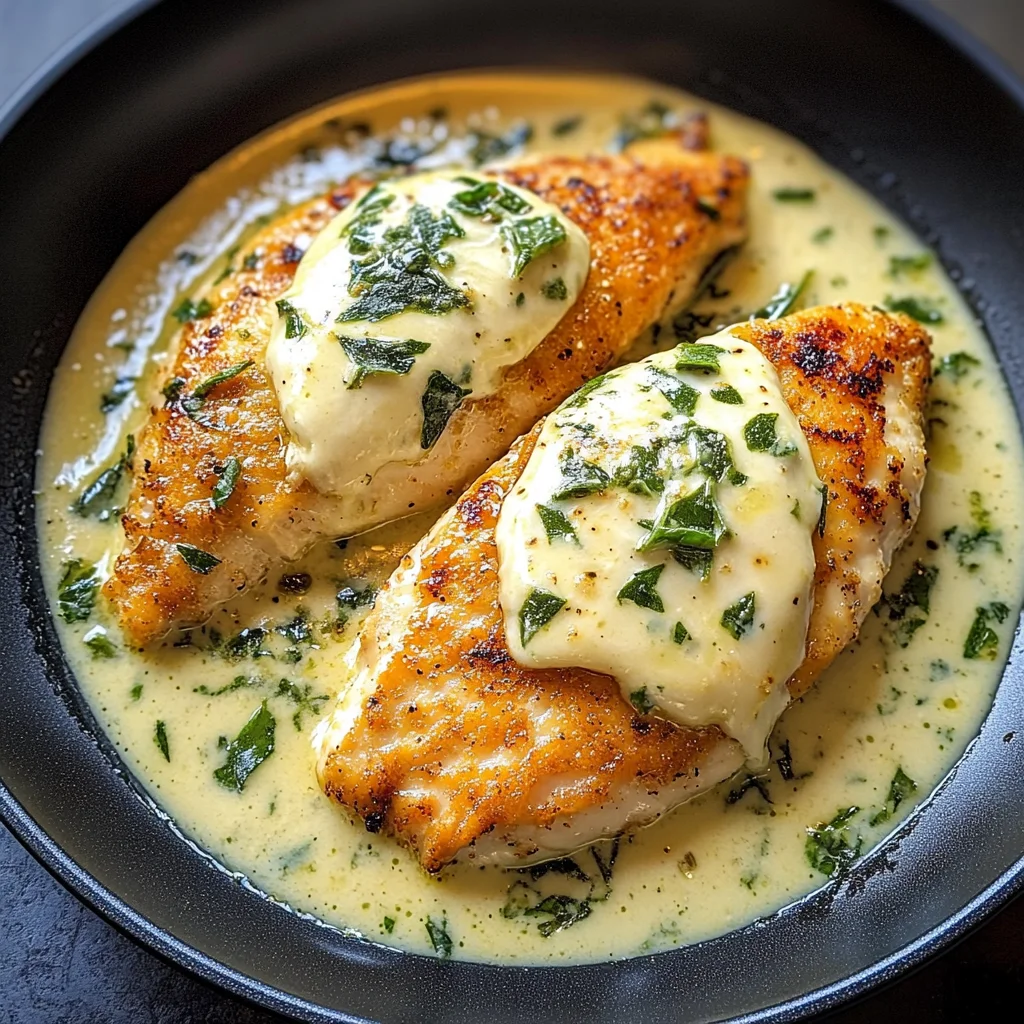 Mozzarella Chicken in Basil Cream Sauce