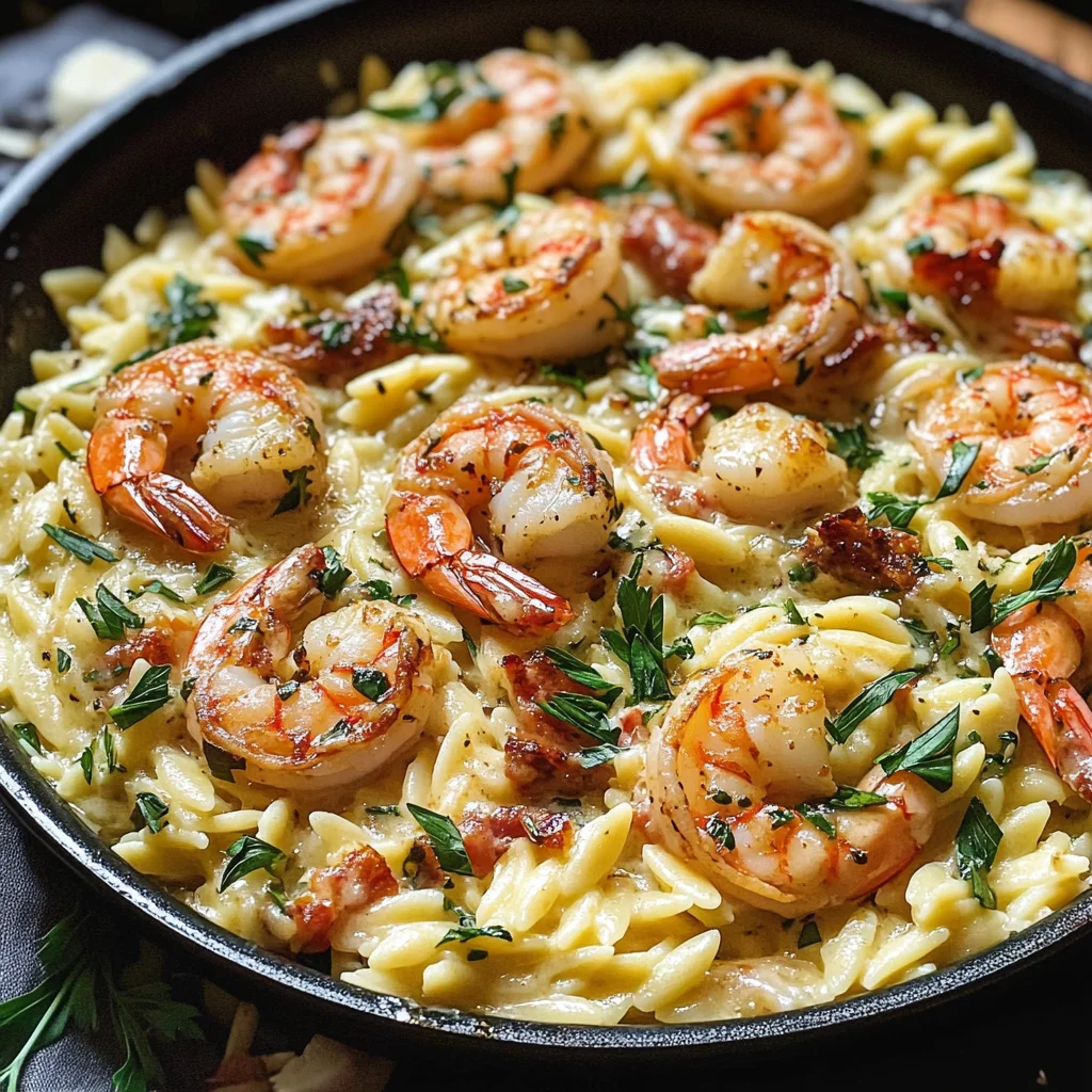 One Pan Parmesan Orzo with Shrimp