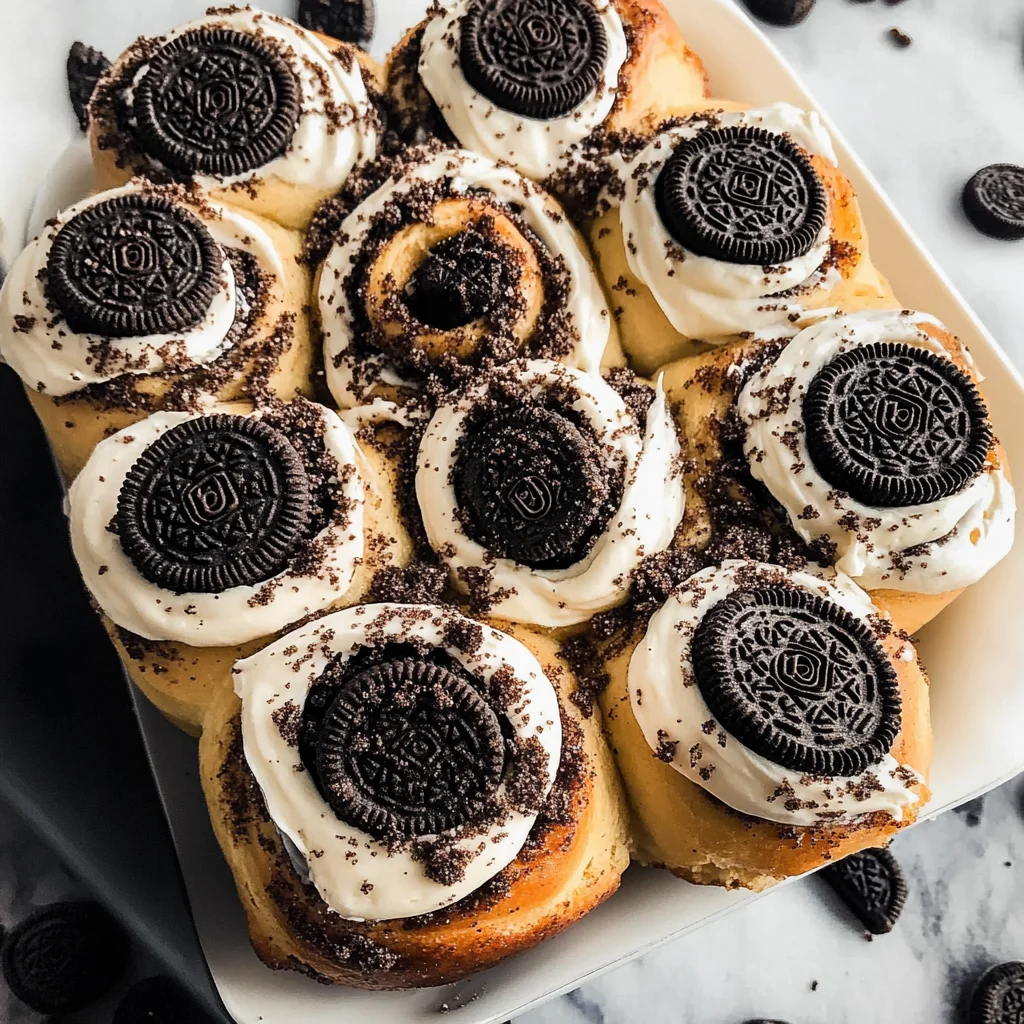 Oreo Cookies and Cream Cinnamon Rolls