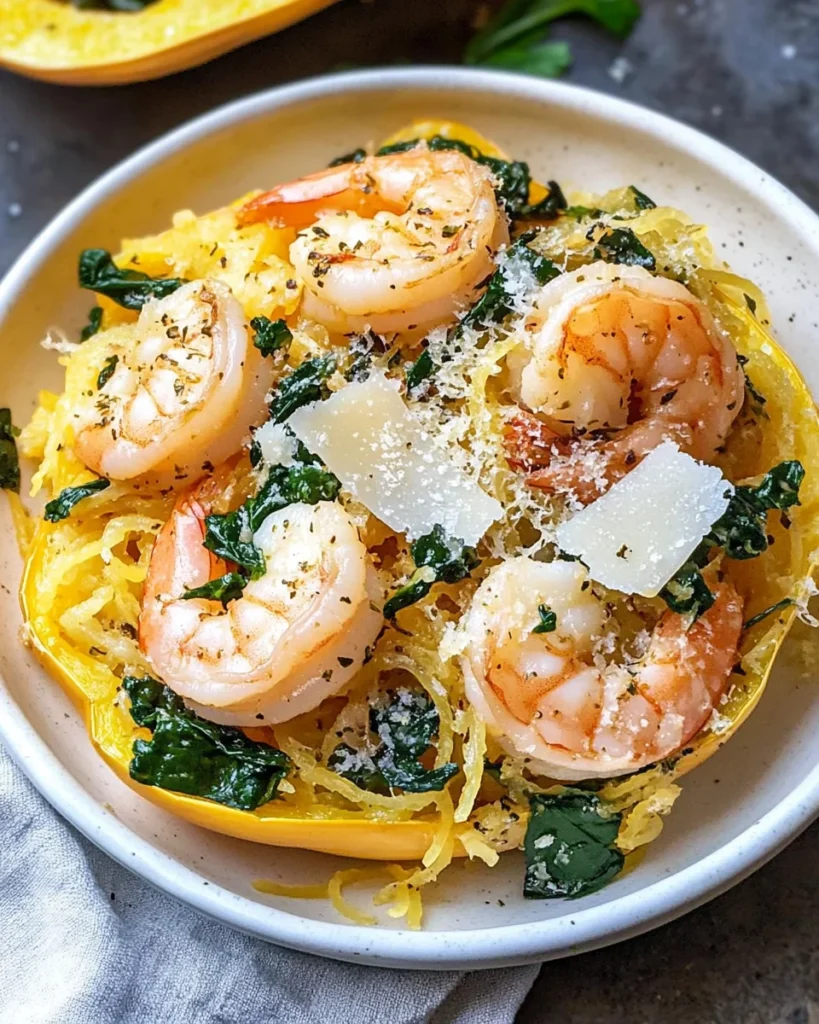 Quick Spaghetti Squash Shrimp Scampi Recipe