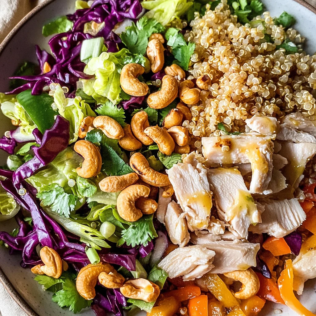 SPICY CASHEW QUINOA CRUNCH SALAD WITH GINGER LIME DRESSING