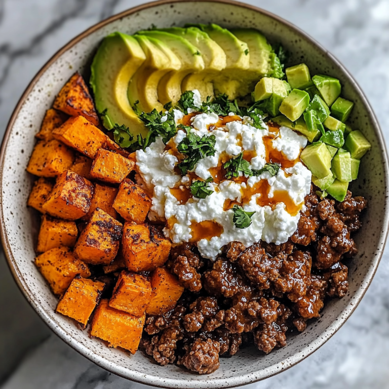 Sweet Potato Beef Bowl with Hot Honey and Cottage Cheese Recipe (Viral TikTok Recipe!)