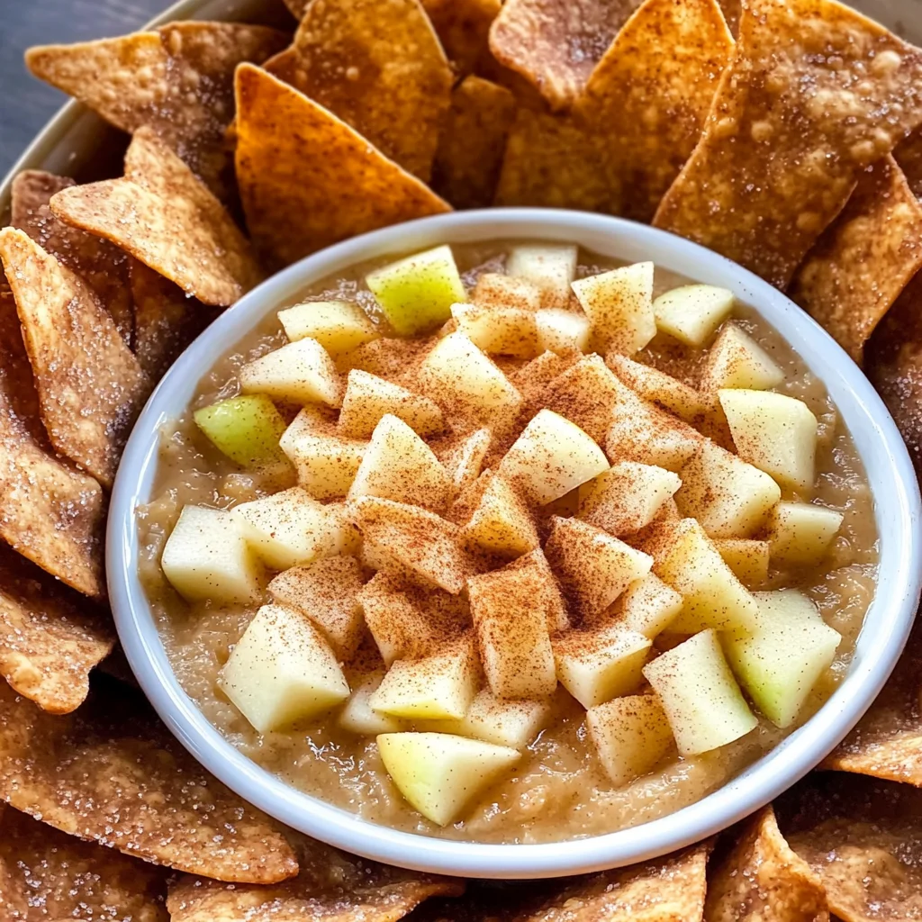 Apple Pie Dip with Cinnamon Sugar Tortilla Chips