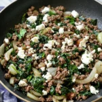 Ground Beef and Spinach Skillet with Feta