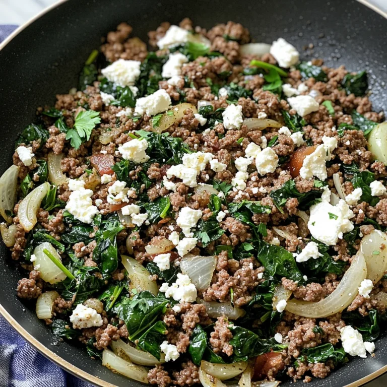 Ground Beef and Spinach Skillet with Feta