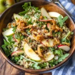 Honey Mustard Quinoa Apple Salad with Crispy Shallots