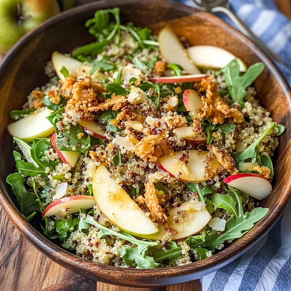 Honey Mustard Quinoa Apple Salad with Crispy Shallots