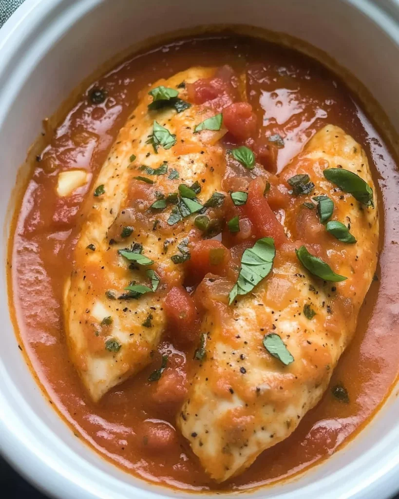 Slow Cooker Creamy Tomato Basil Chicken