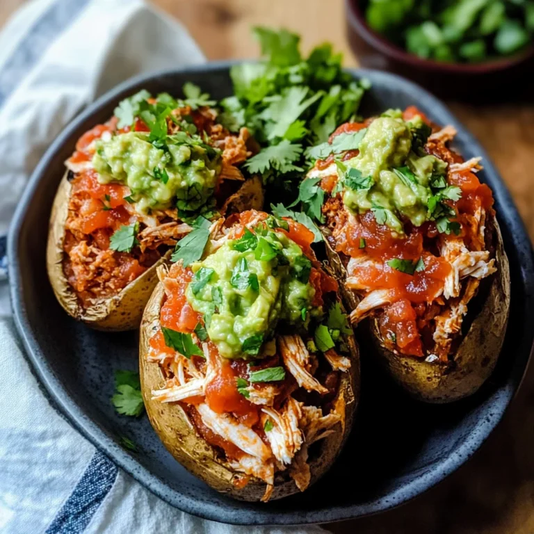 Slow Cooker Salsa Chicken Stuffed Potatoes
