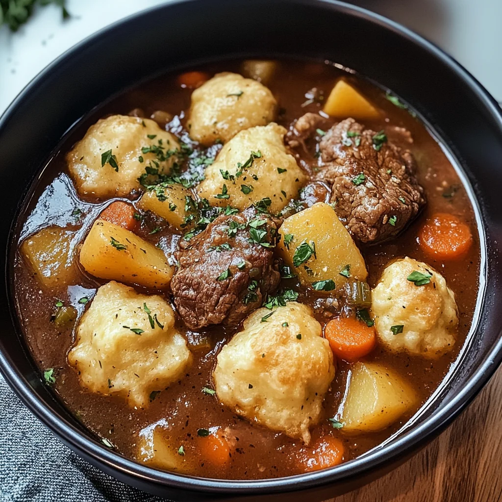 Tasty Beef Stew and Dumplings