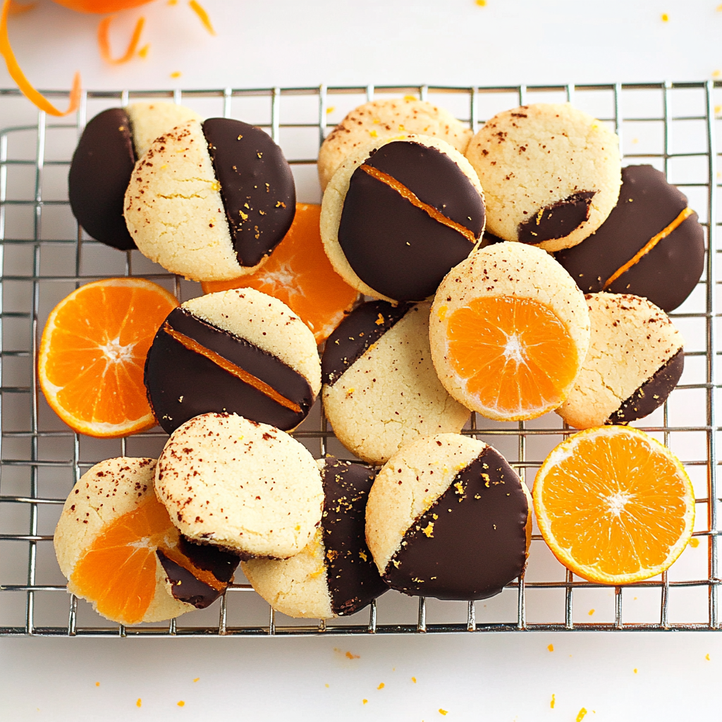 Chocolate Dipped Orange Shortbread Cookies